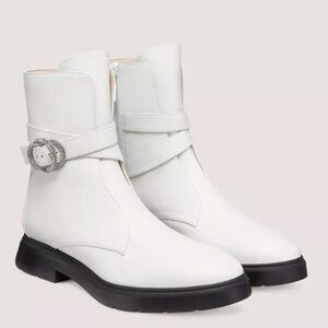 Stuart Weitzman Crystal Buckle Zip genuine leather Booties / Boots